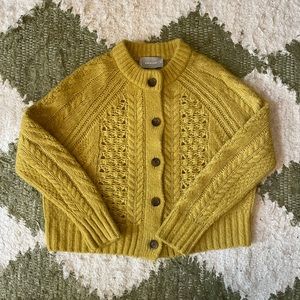Everlane Cloud Cable Cardigan — Size XS, Mustard Seed